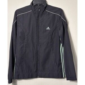 Adidas Windbreaker Womens Size M Black Full Zip Track Warmup Athletic Jacket
